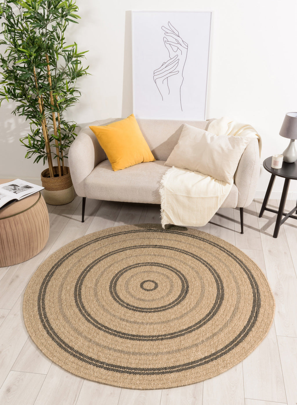 Tapis Aspect Jute - Motif Jute - Noir - Intérieur / Extérieur
