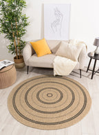 Tapis Aspect Jute - Motif Jute - Noir - Intérieur / Extérieur