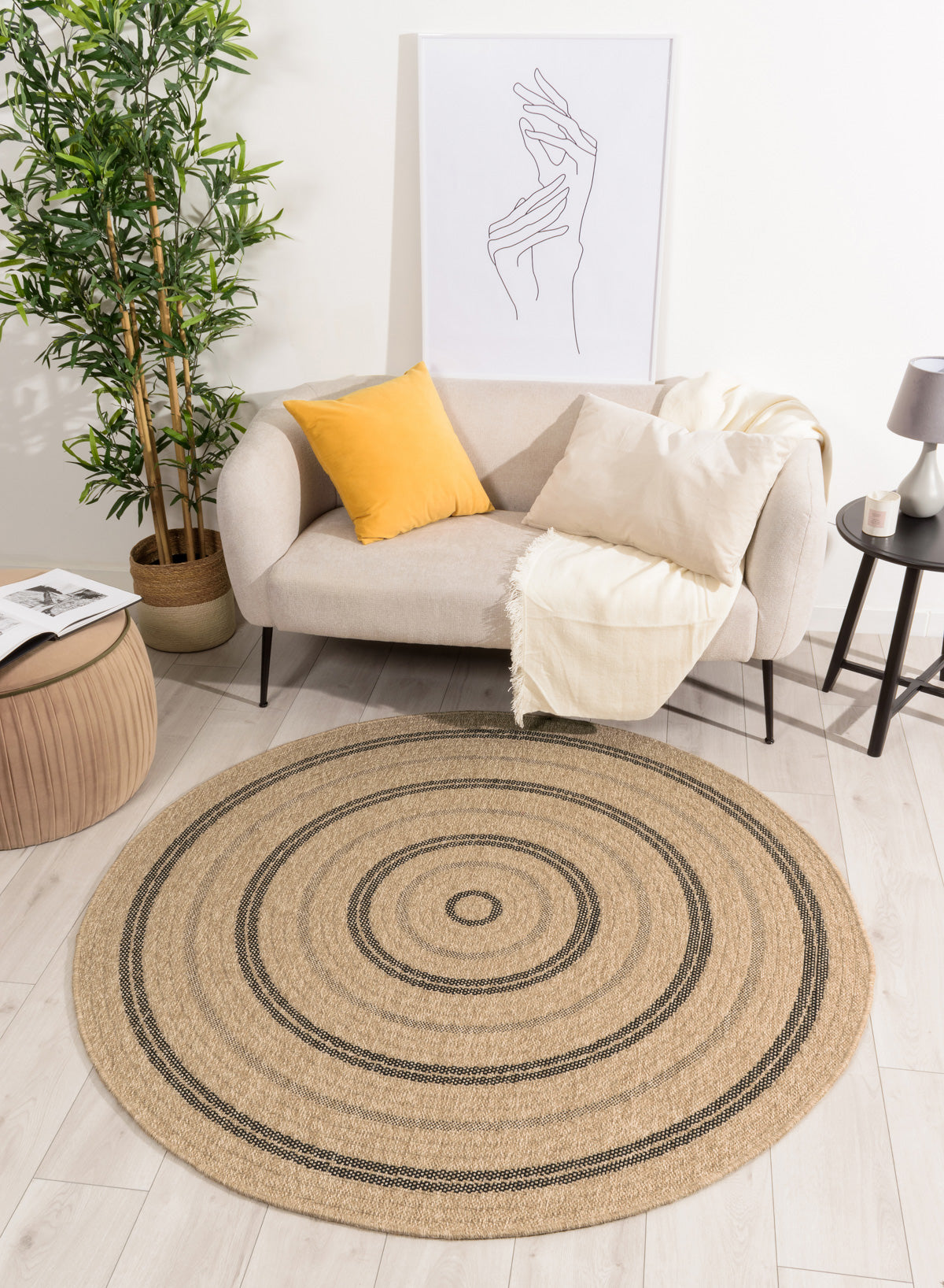 Tapis Aspect Jute - Motif Jute - Noir - Intérieur / Extérieur