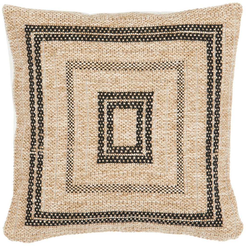 Housse De Coussin Aspect Jute 8863 - Motif Jute - Noir - Intérieur / Extérieur