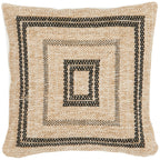 Housse De Coussin Aspect Jute 8863 - Motif Jute - Noir - Intérieur / Extérieur