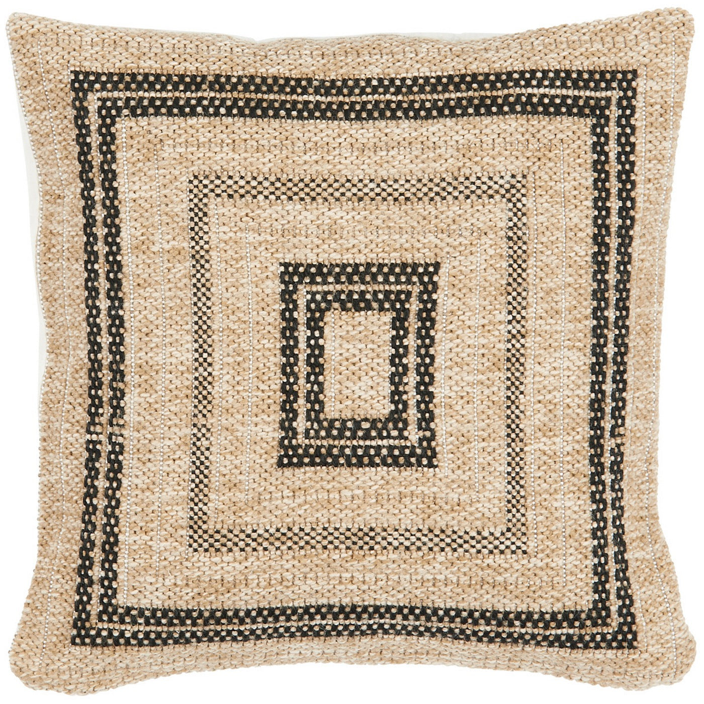 Housse De Coussin Aspect Jute 8863 - Motif Jute - Noir - Intérieur / Extérieur