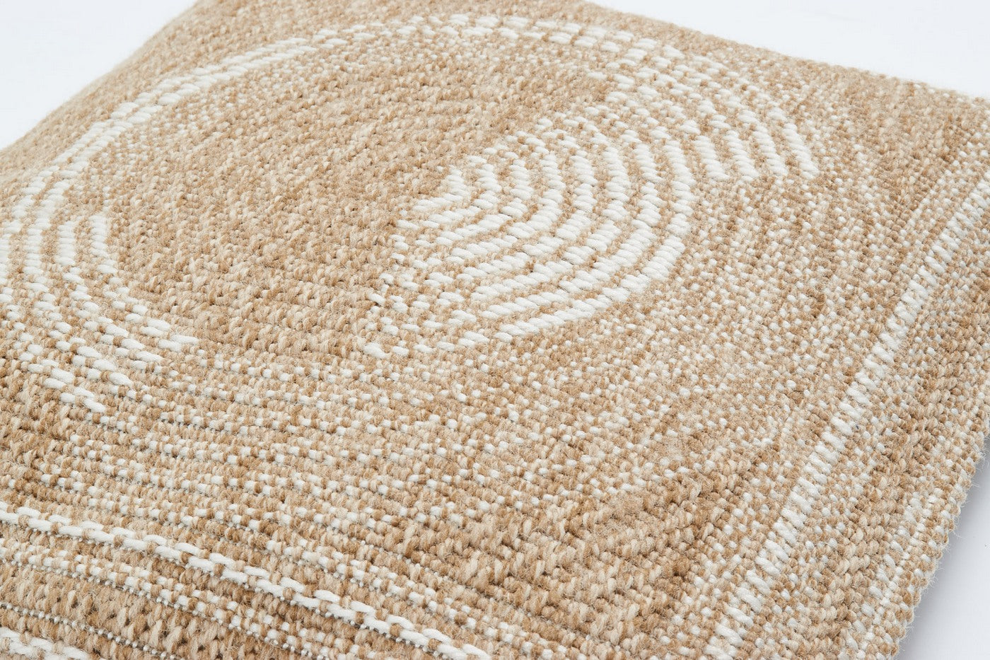Housse De Coussin Aspect Jute 8865 - Motif Jute - Blanc - Intérieur / Extérieur