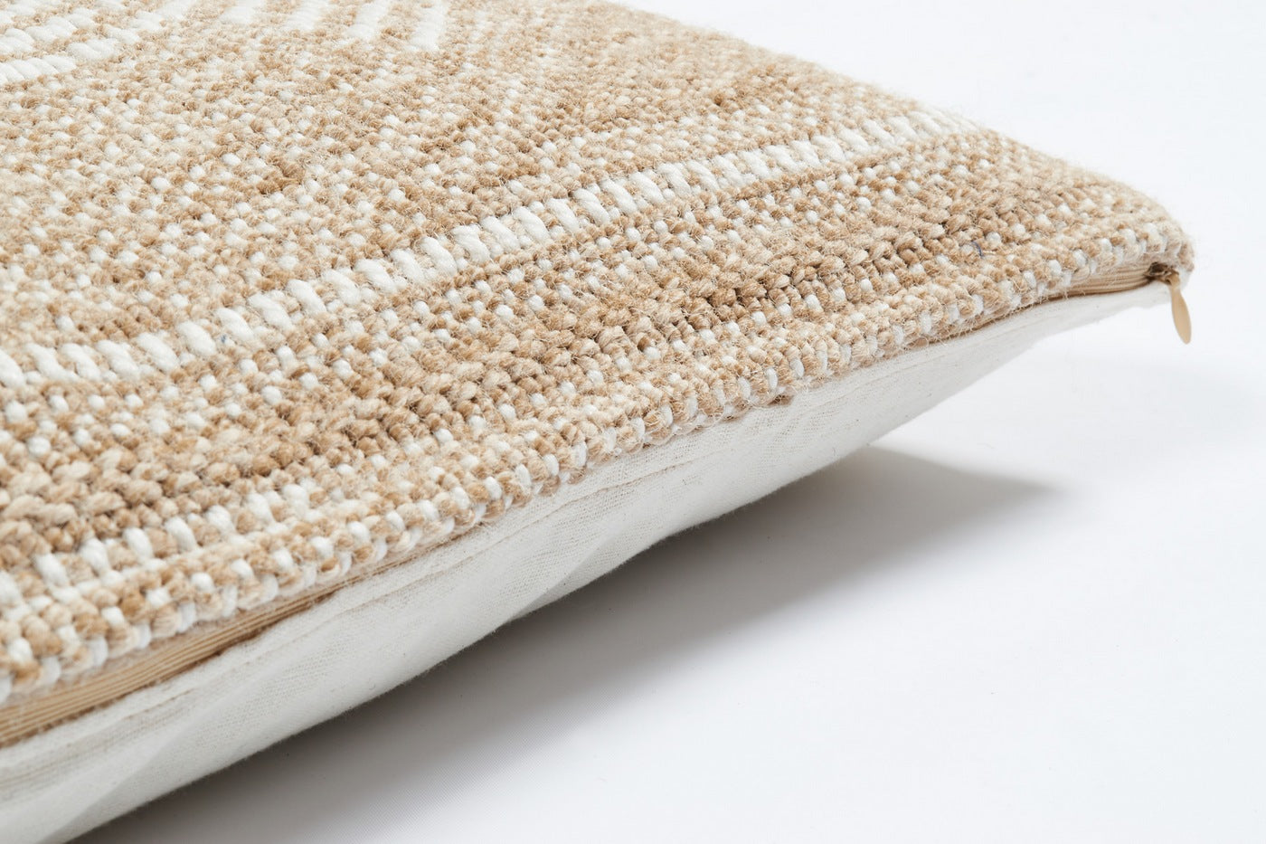 Housse De Coussin Aspect Jute 8865 - Motif Jute - Blanc - Intérieur / Extérieur