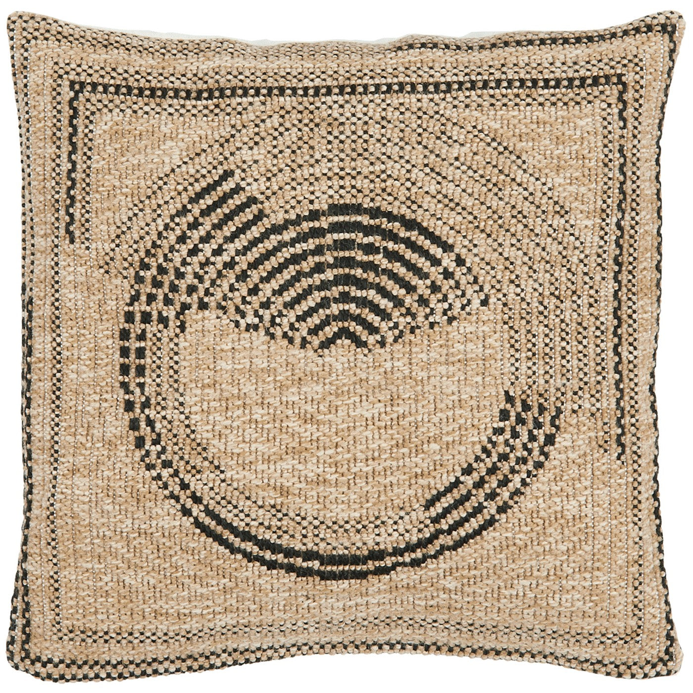 Housse De Coussin Aspect Jute 8865 - Motif Jute - Noir - Intérieur / Extérieur