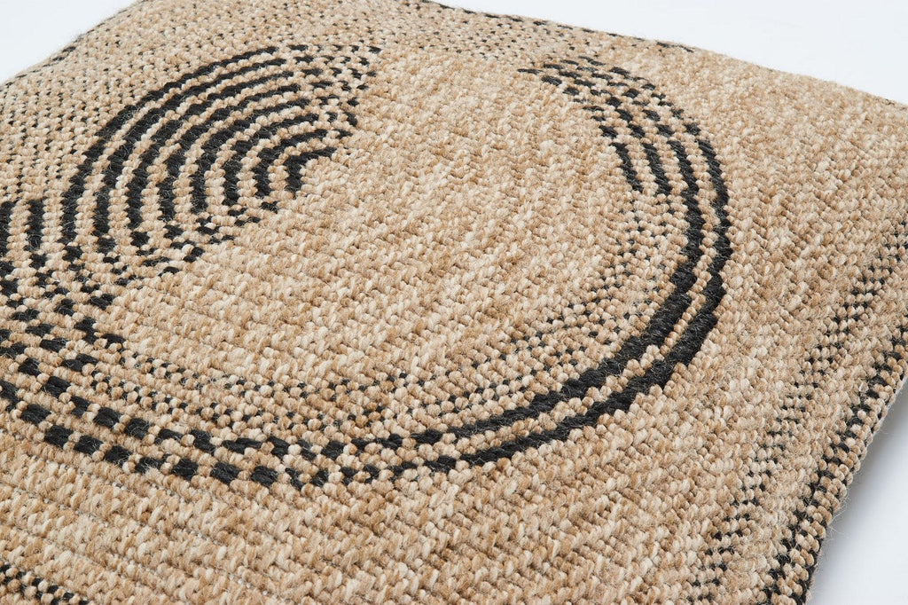 Housse De Coussin Aspect Jute 8865 - Motif Jute - Noir - Intérieur / Extérieur