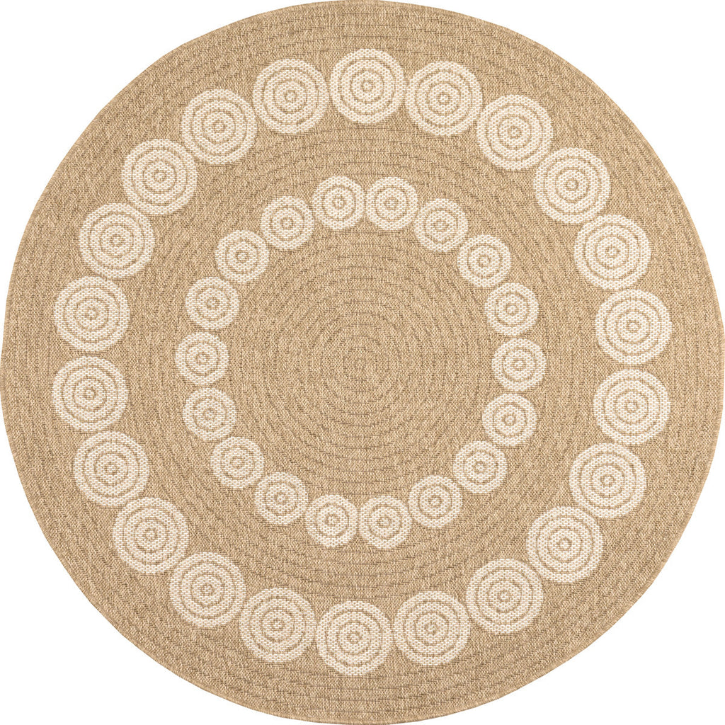 Tapis effet toile de jute à motif  blanc géométrique rond : NAT8868BLA - Nazar rugs