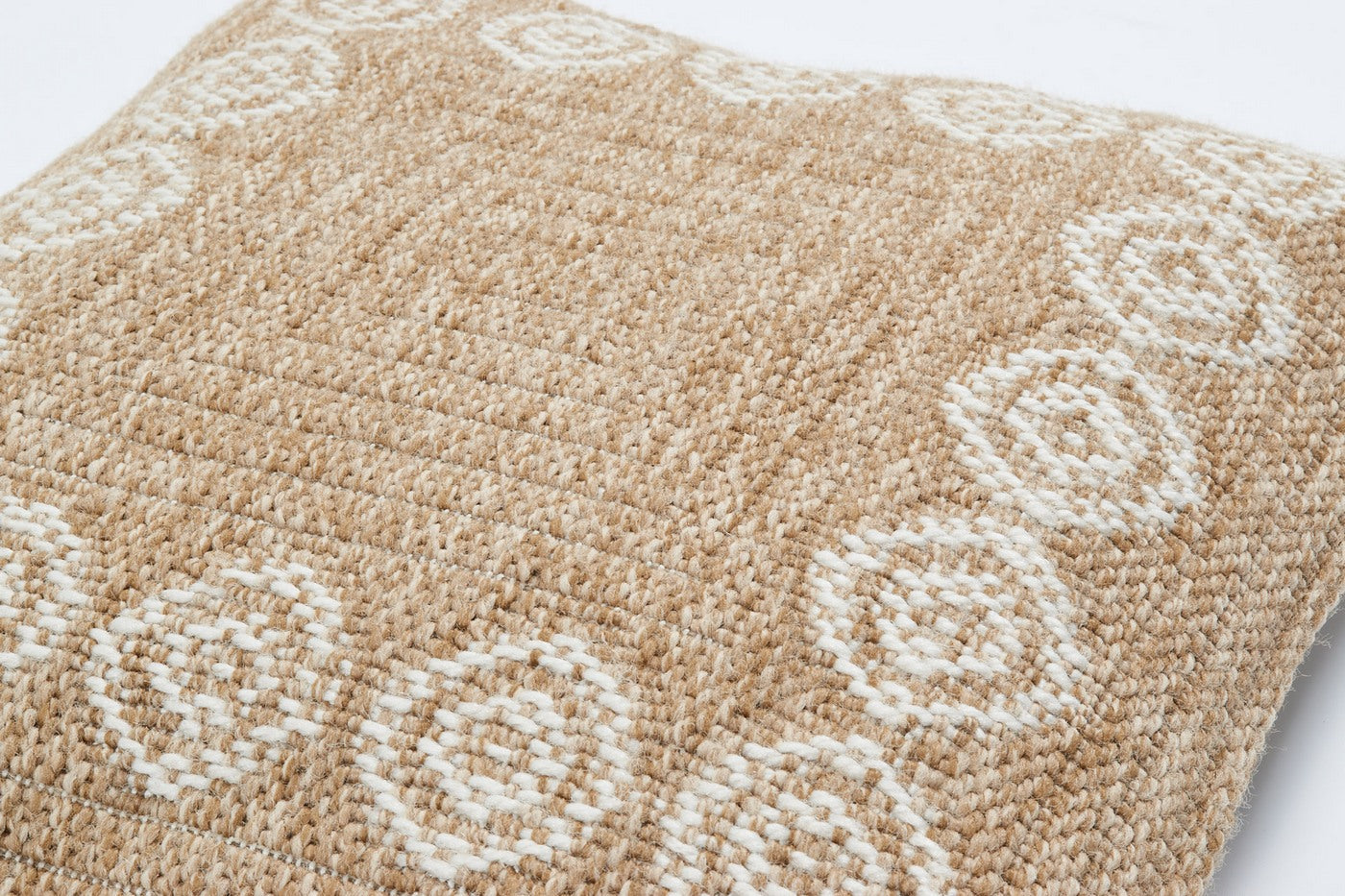 Housse De Coussin Aspect Jute 8868 - Motif Jute - Blanc - Intérieur / Extérieur