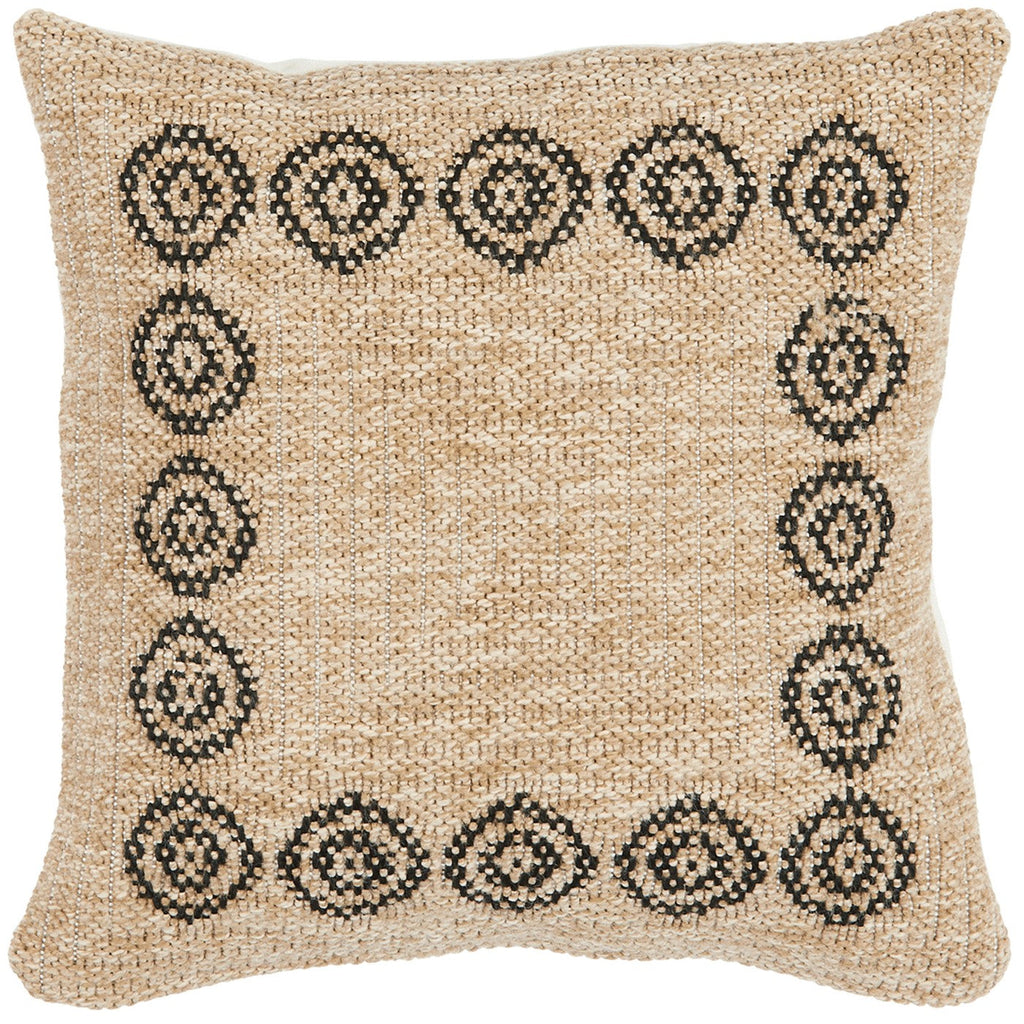 Housse De Coussin Aspect Jute 8868 - Motif Jute - Noir - Intérieur / Extérieur