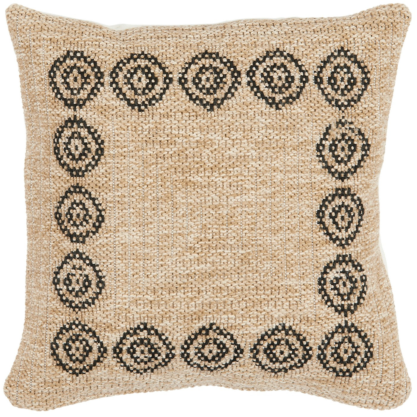 Housse De Coussin Aspect Jute 8868 - Motif Jute - Noir - Intérieur / Extérieur
