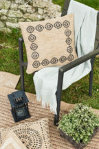 Housse De Coussin Aspect Jute 8868 - Motif Jute - Noir - Intérieur / Extérieur