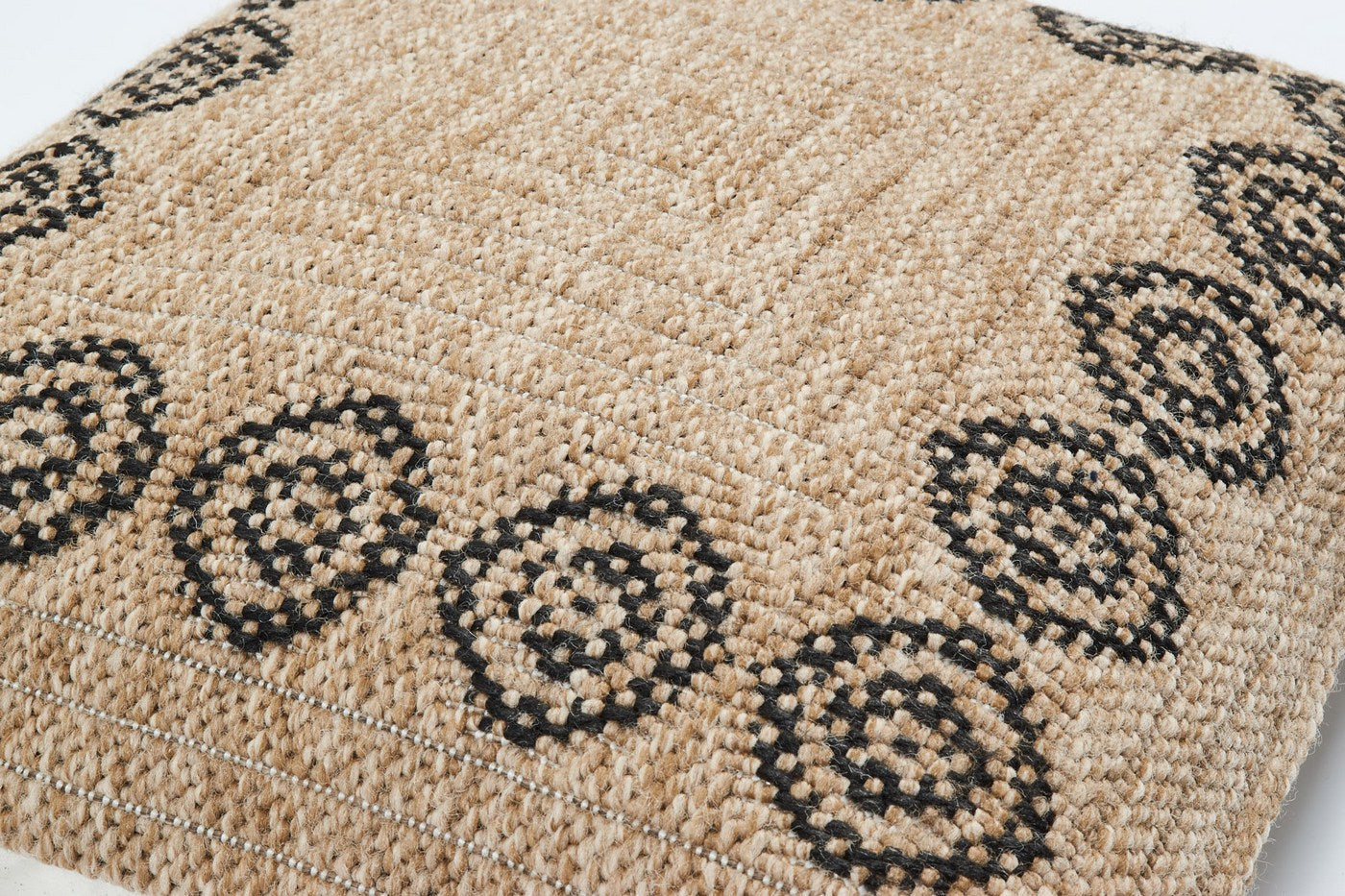 Housse De Coussin Aspect Jute 8868 - Motif Jute - Noir - Intérieur / Extérieur