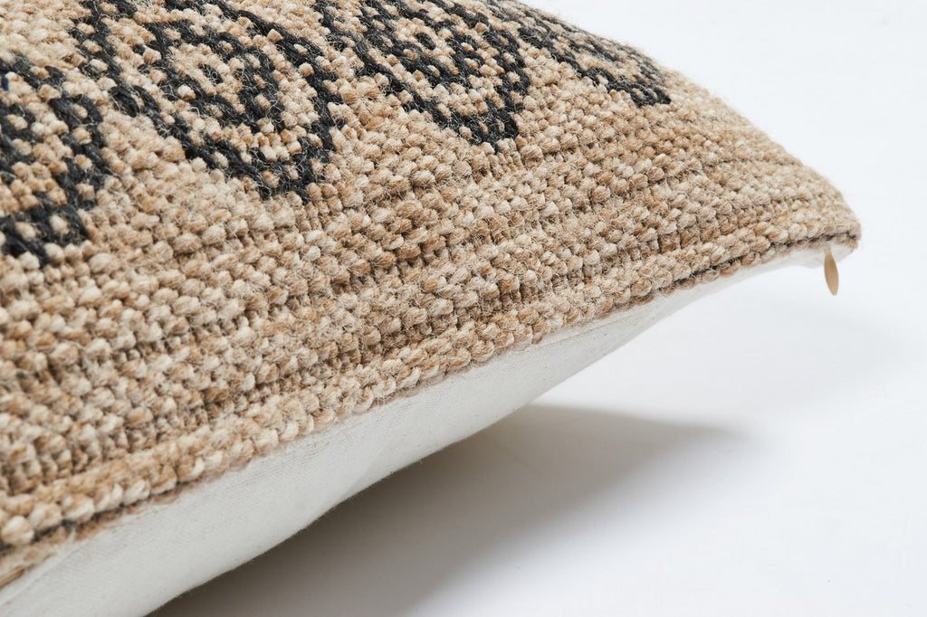 Housse De Coussin Aspect Jute 8868 - Motif Jute - Noir - Intérieur / Extérieur