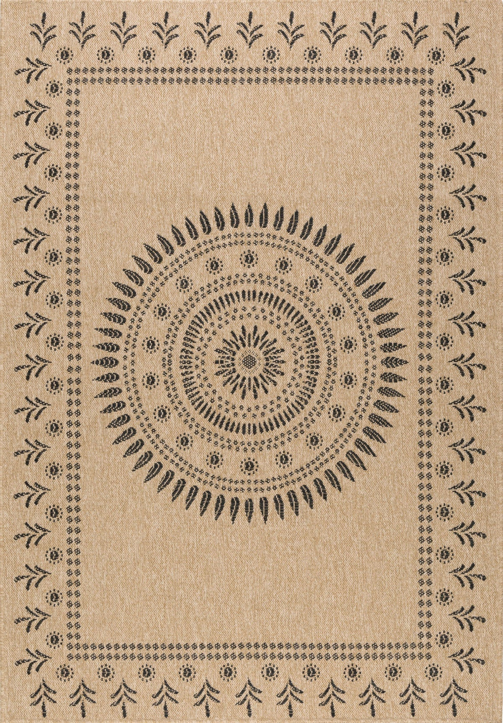 Tapis effet jute naturel motifs orientaux noirs : NAT8874NOI - Nazar rugs