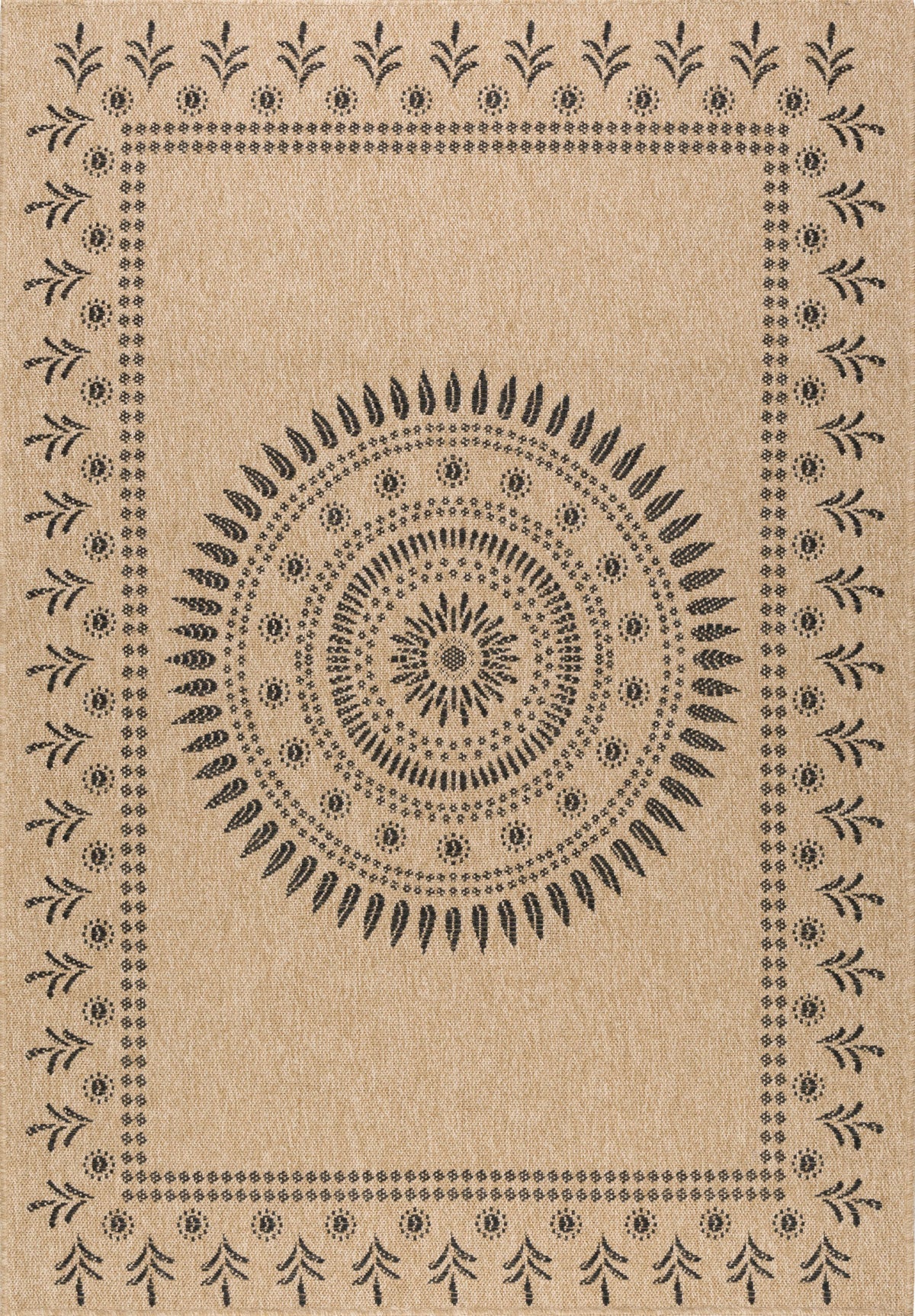 Tapis effet jute naturel motifs orientaux noirs : NAT8874NOI - Nazar rugs
