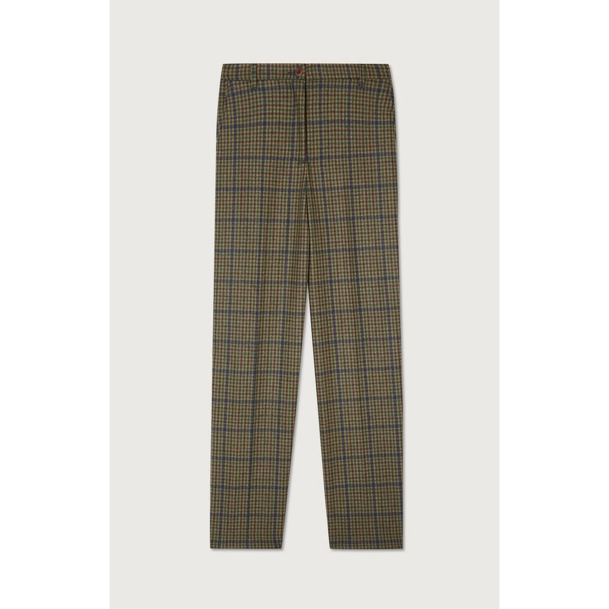 Pantalon Droit - Tartan Marron - Femme