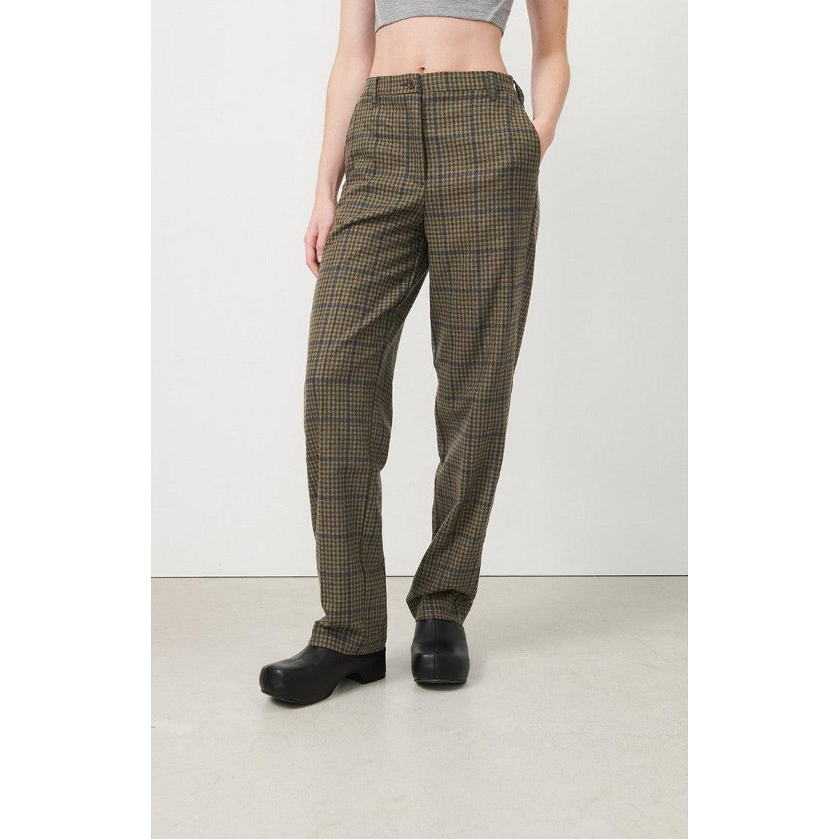 Pantalon Droit - Tartan Marron - Femme