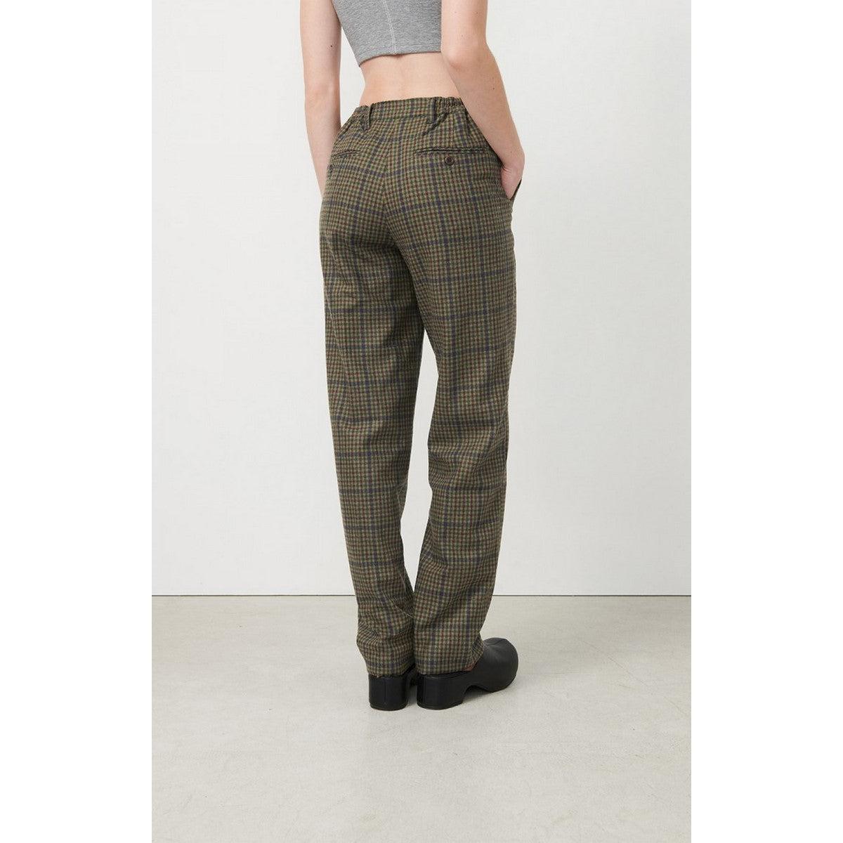 Pantalon Droit - Tartan Marron - Femme