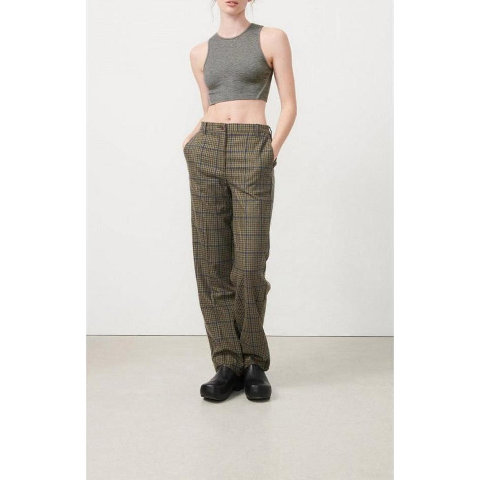 Pantalon Droit - Tartan Marron - Femme