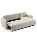 Nemea - Canapé D'Angle Convertible Et Réversible 4 Places - Tissu Chenille Beige