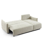 Nemea - Canapé D'Angle Convertible Et Réversible 4 Places - Tissu Chenille Beige