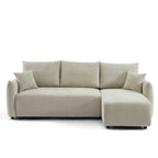 Nemea - Canapé D'Angle Convertible Et Réversible 4 Places - Tissu Chenille Beige