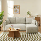 Nemea - Canapé D'Angle Convertible Et Réversible 4 Places - Tissu Chenille Beige