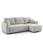 Nemea - Canapé D'Angle Convertible Et Réversible 4 Places - Tissu Chenille Gris