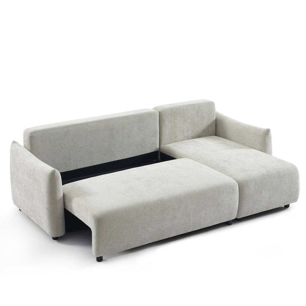 Nemea - Canapé D'Angle Convertible Et Réversible 4 Places - Tissu Chenille Gris