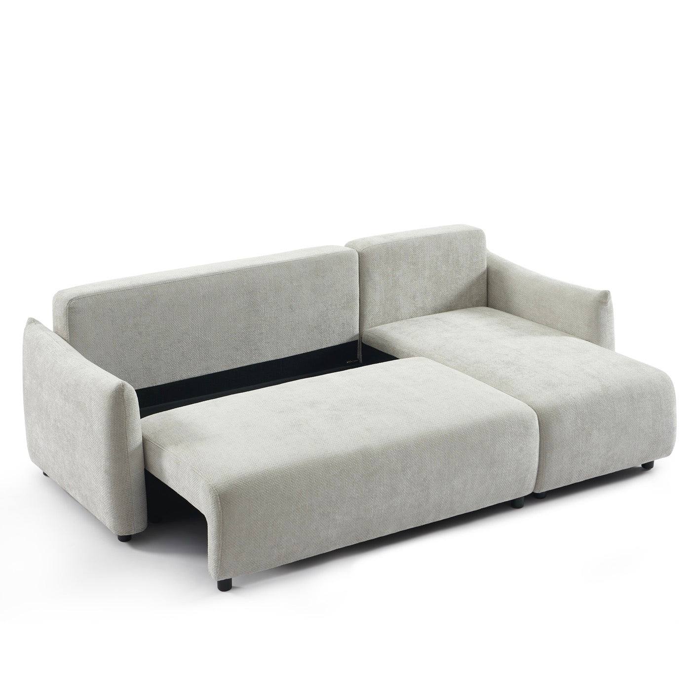 Nemea - Canapé D'Angle Convertible Et Réversible 4 Places - Tissu Chenille Gris