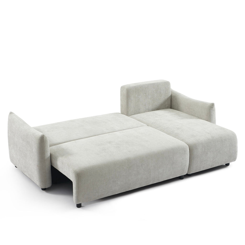 Nemea - Canapé D'Angle Convertible Et Réversible 4 Places - Tissu Chenille Gris