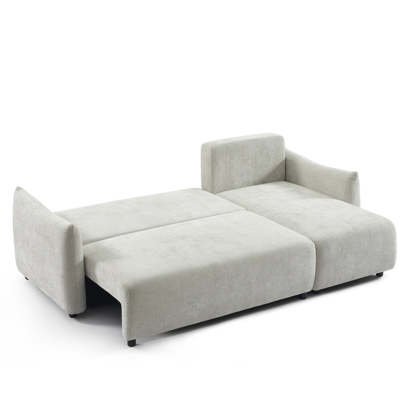 Nemea - Canapé D'Angle Convertible Et Réversible 4 Places - Tissu Chenille Gris