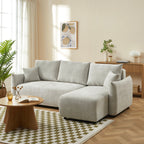 Nemea - Canapé D'Angle Convertible Et Réversible 4 Places - Tissu Chenille Gris