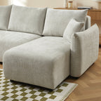 Nemea - Canapé D'Angle Convertible Et Réversible 4 Places - Tissu Chenille Gris