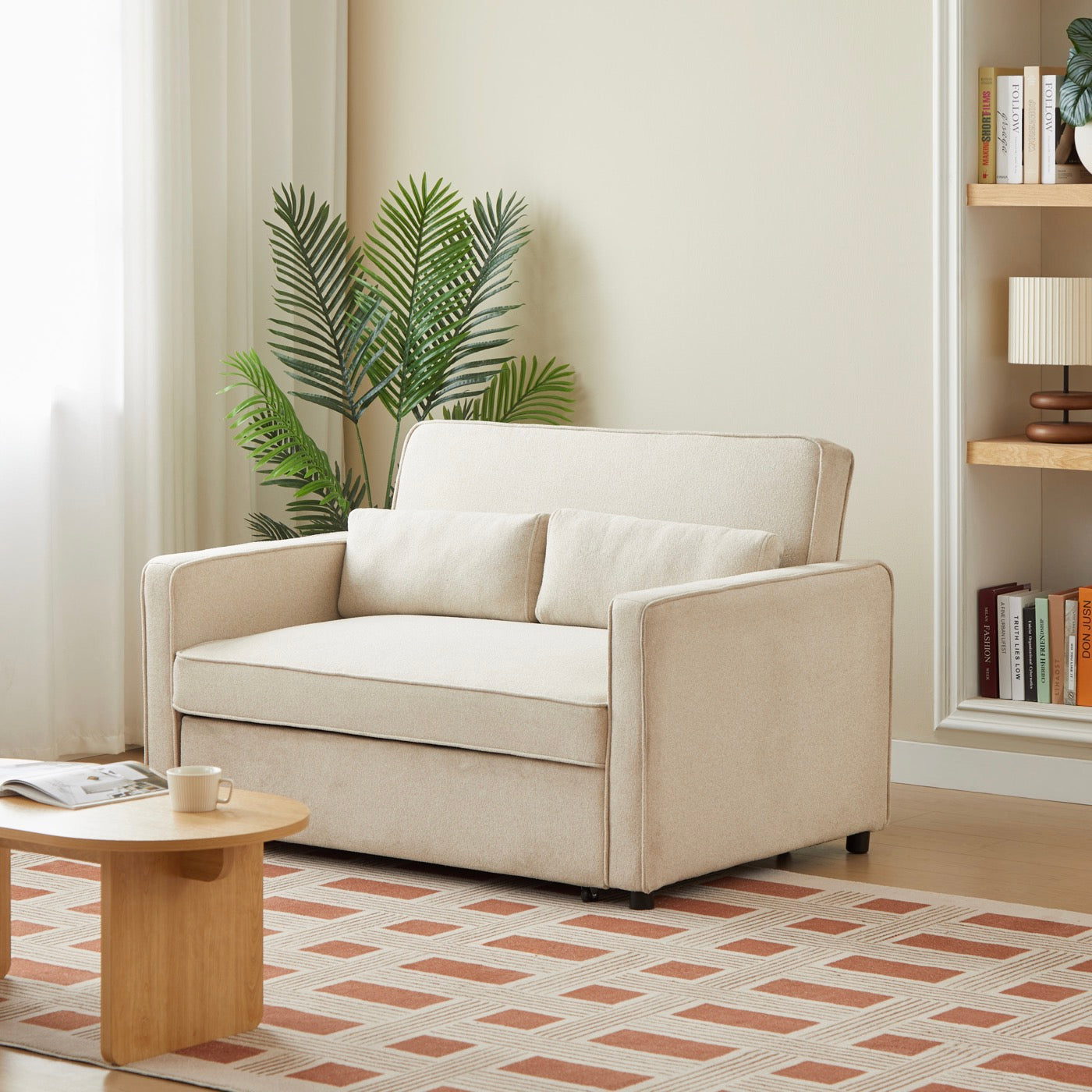 Neva - Canapé Droit Convertible 2 Places - Tissu Beige