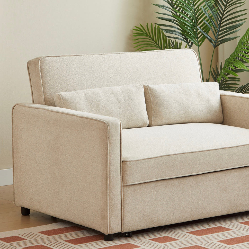Neva - Canapé Droit Convertible 2 Places - Tissu Beige