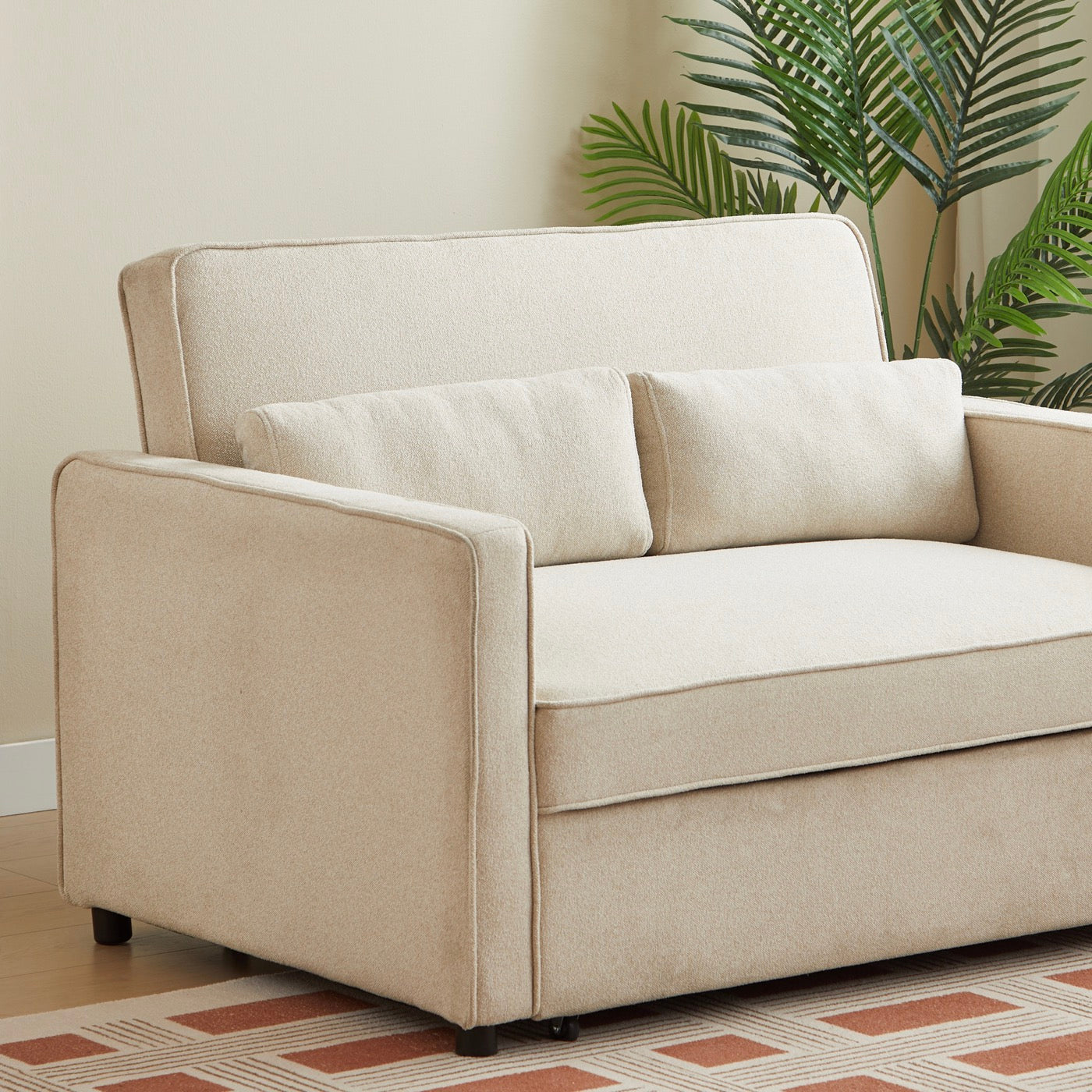 Neva - Canapé Droit Convertible 2 Places - Tissu Beige
