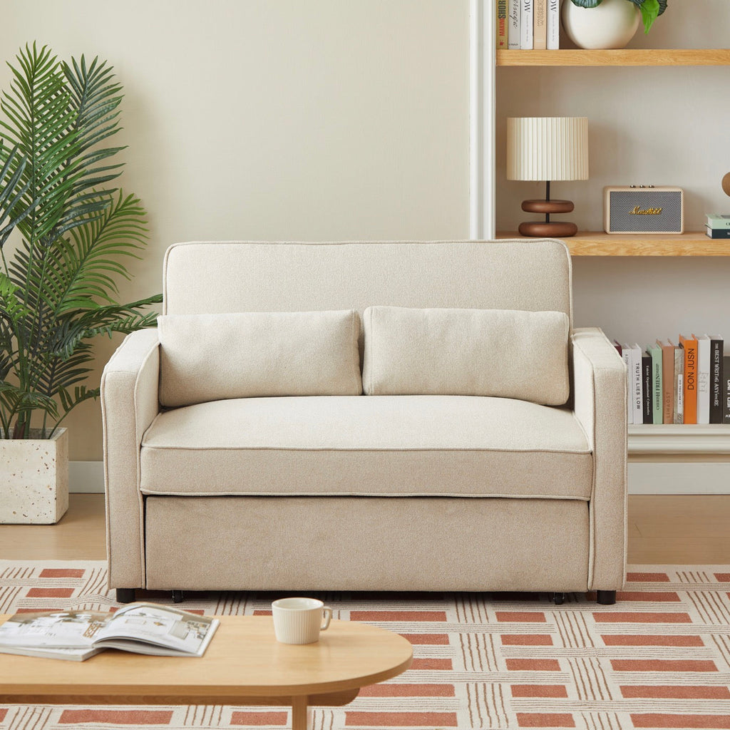Neva - Canapé Droit Convertible 2 Places - Tissu Beige