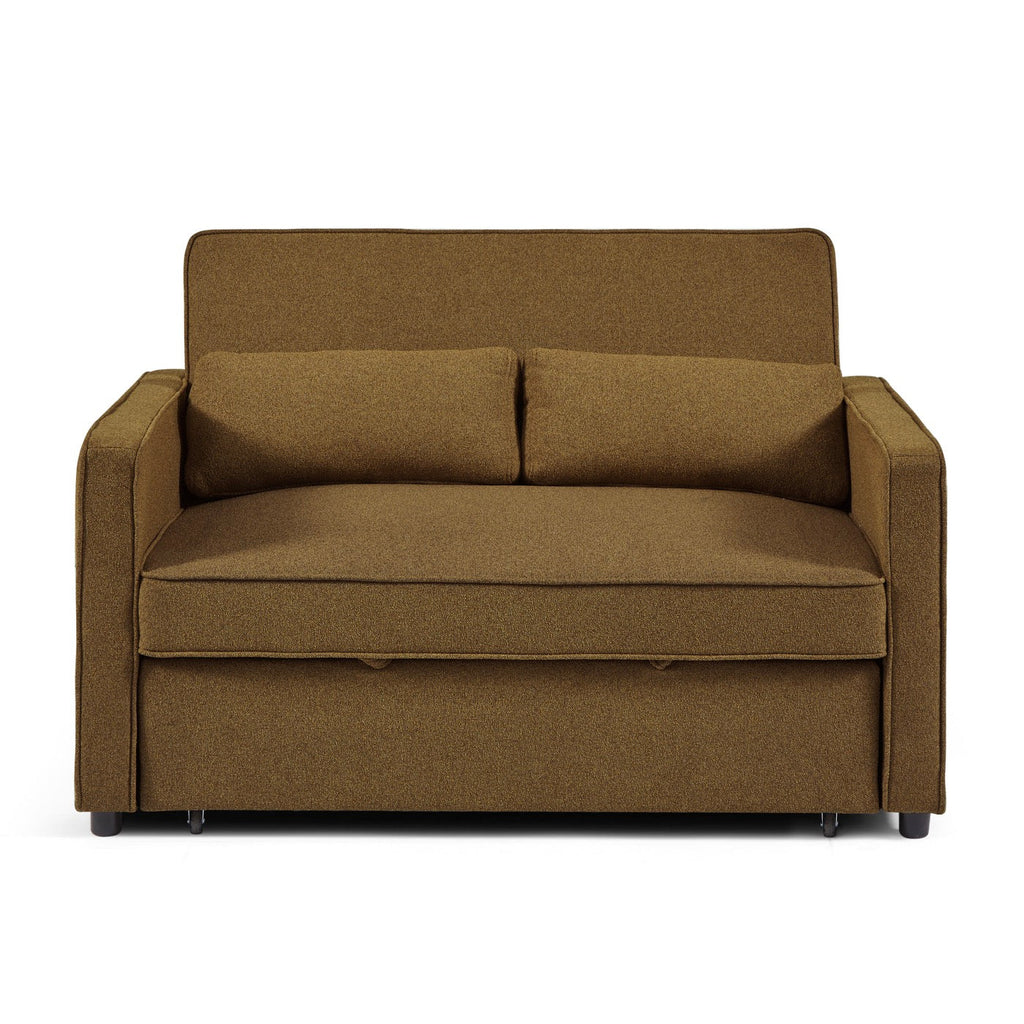 Neva - Canapé Droit Convertible 2 Places - Tissu Marron