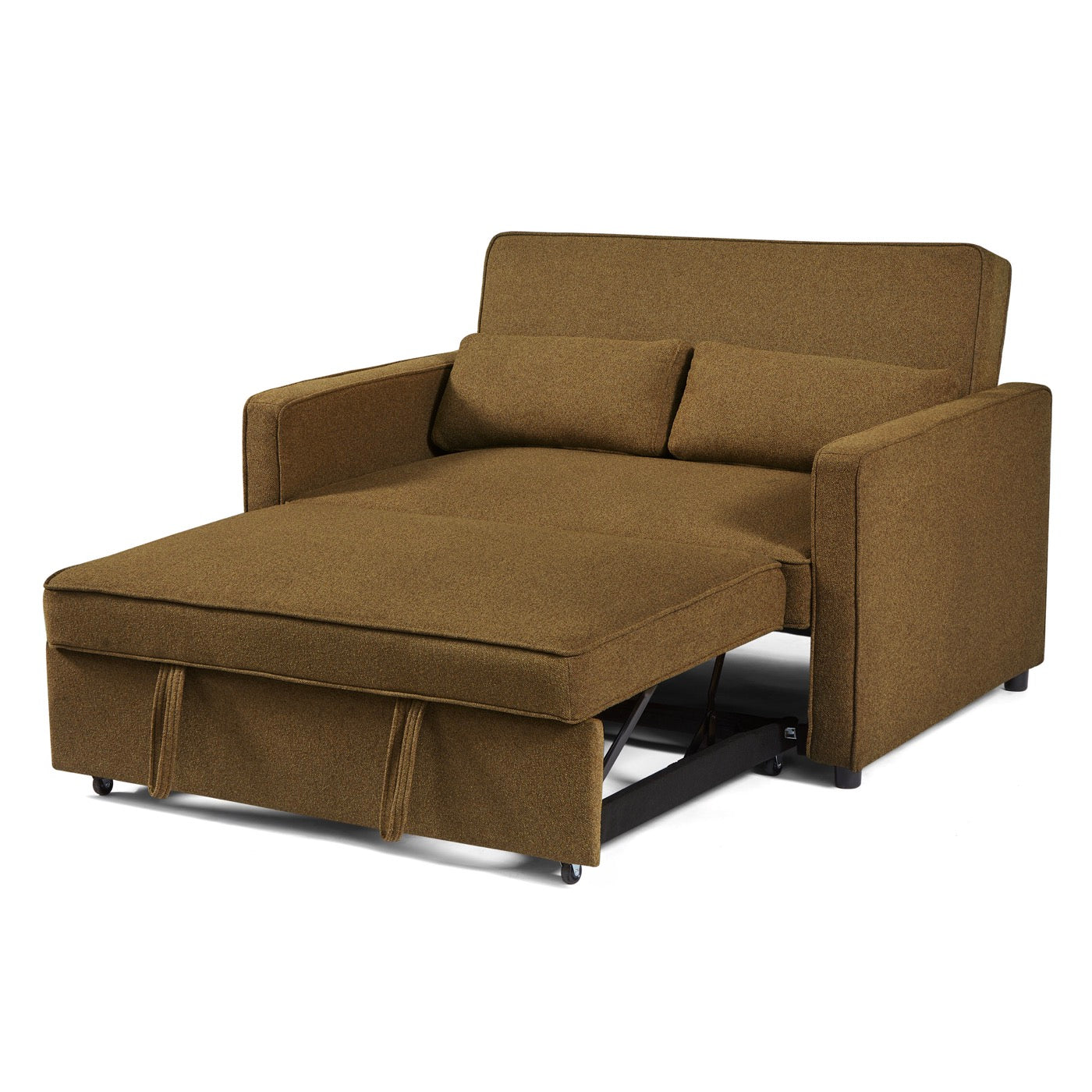 Neva - Canapé Droit Convertible 2 Places - Tissu Marron