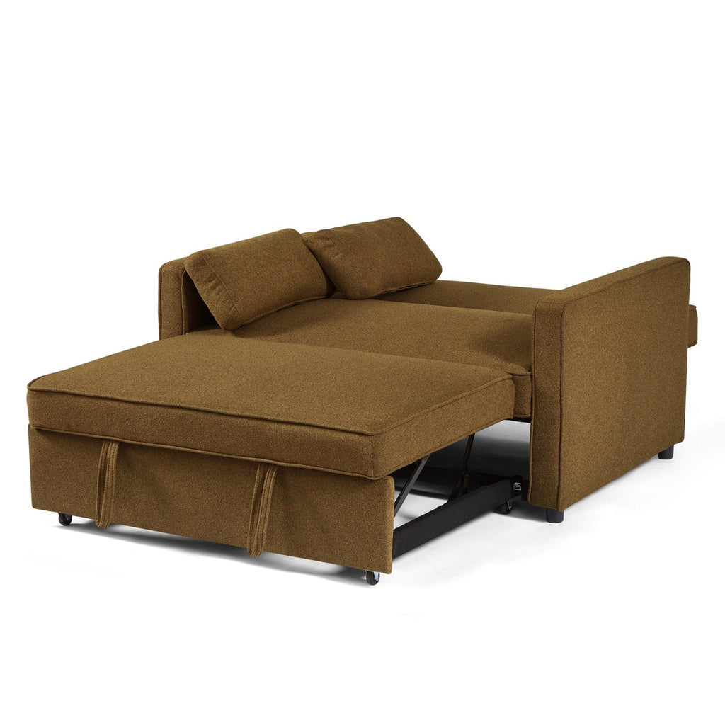 Neva - Canapé Droit Convertible 2 Places - Tissu Marron
