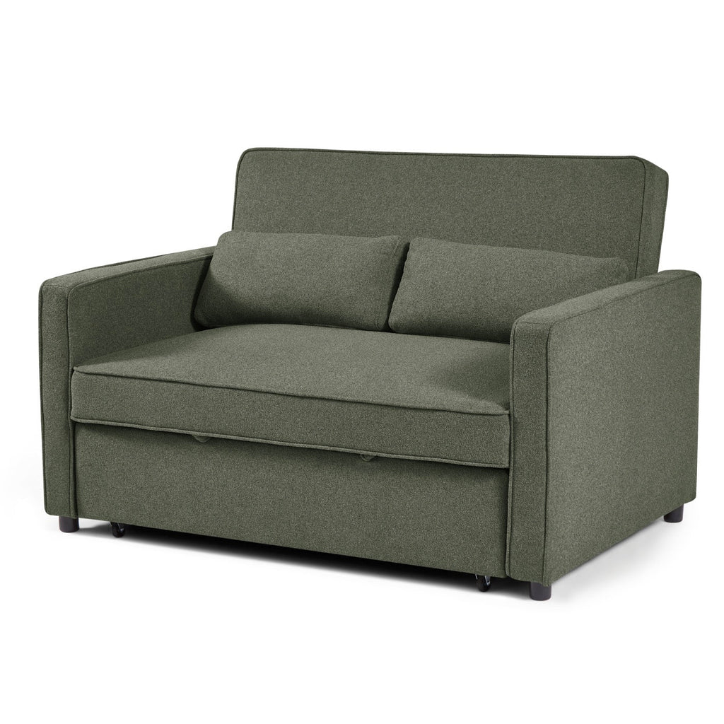 Neva - Canapé Droit Convertible 2 Places - Tissu Vert