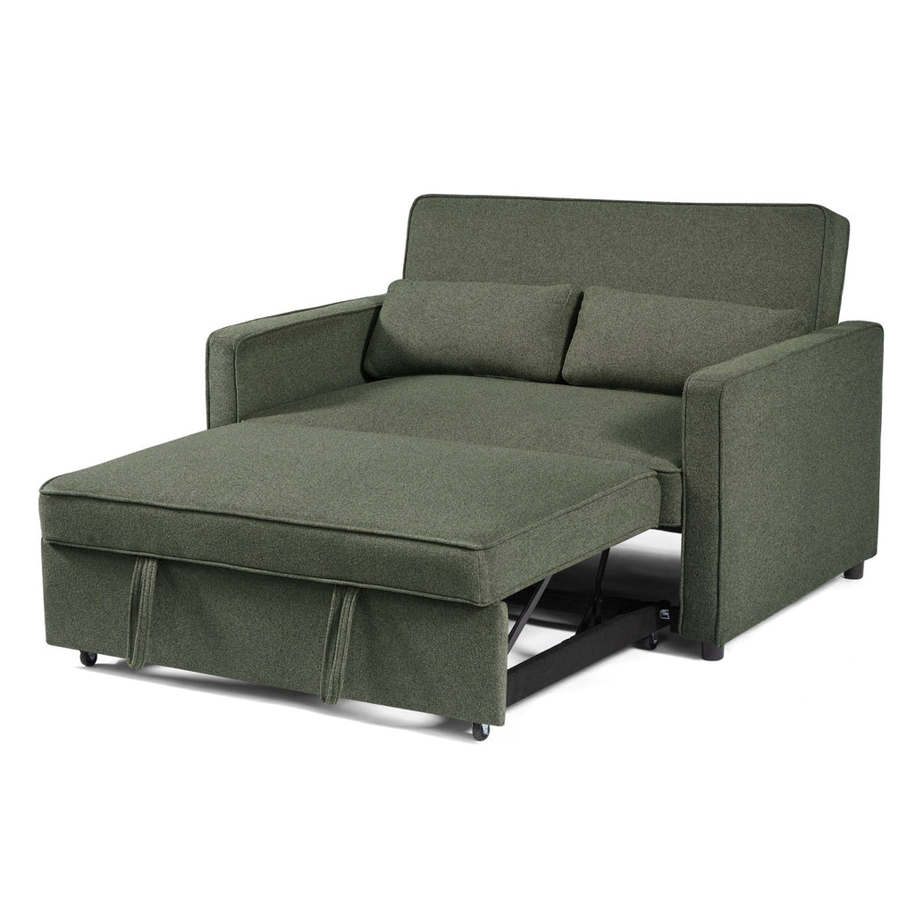 Neva - Canapé Droit Convertible 2 Places - Tissu Vert