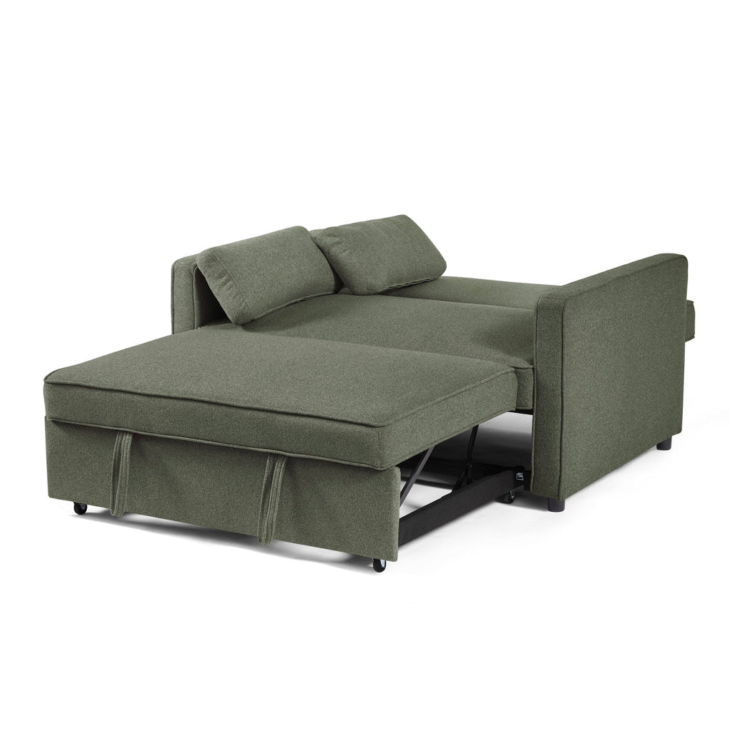 Neva - Canapé Droit Convertible 2 Places - Tissu Vert