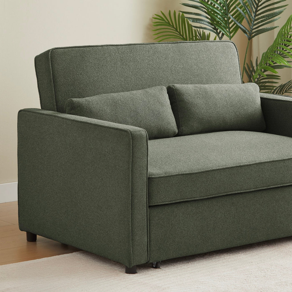Neva - Canapé Droit Convertible 2 Places - Tissu Vert