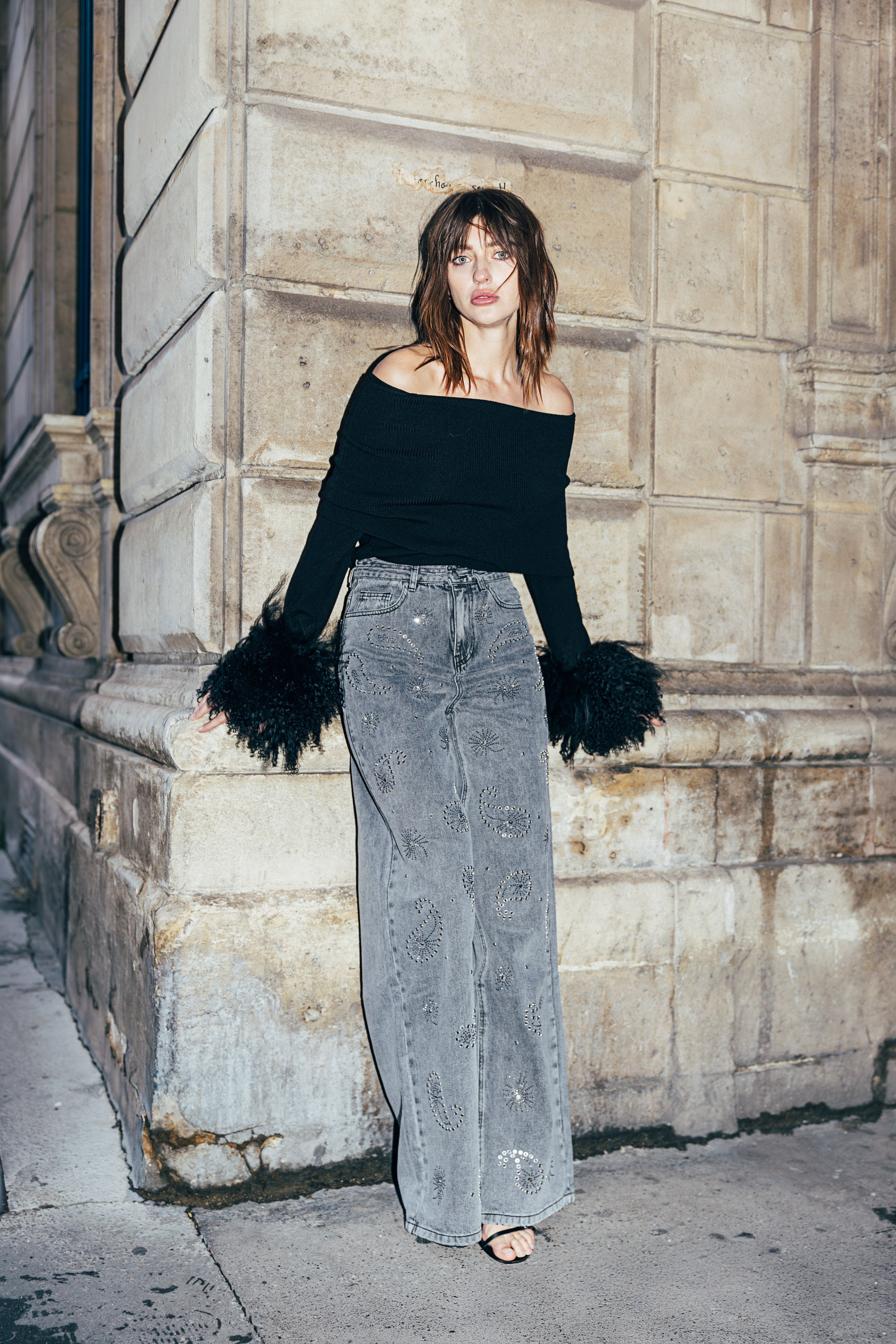 Jeans Lara - Strass Gris