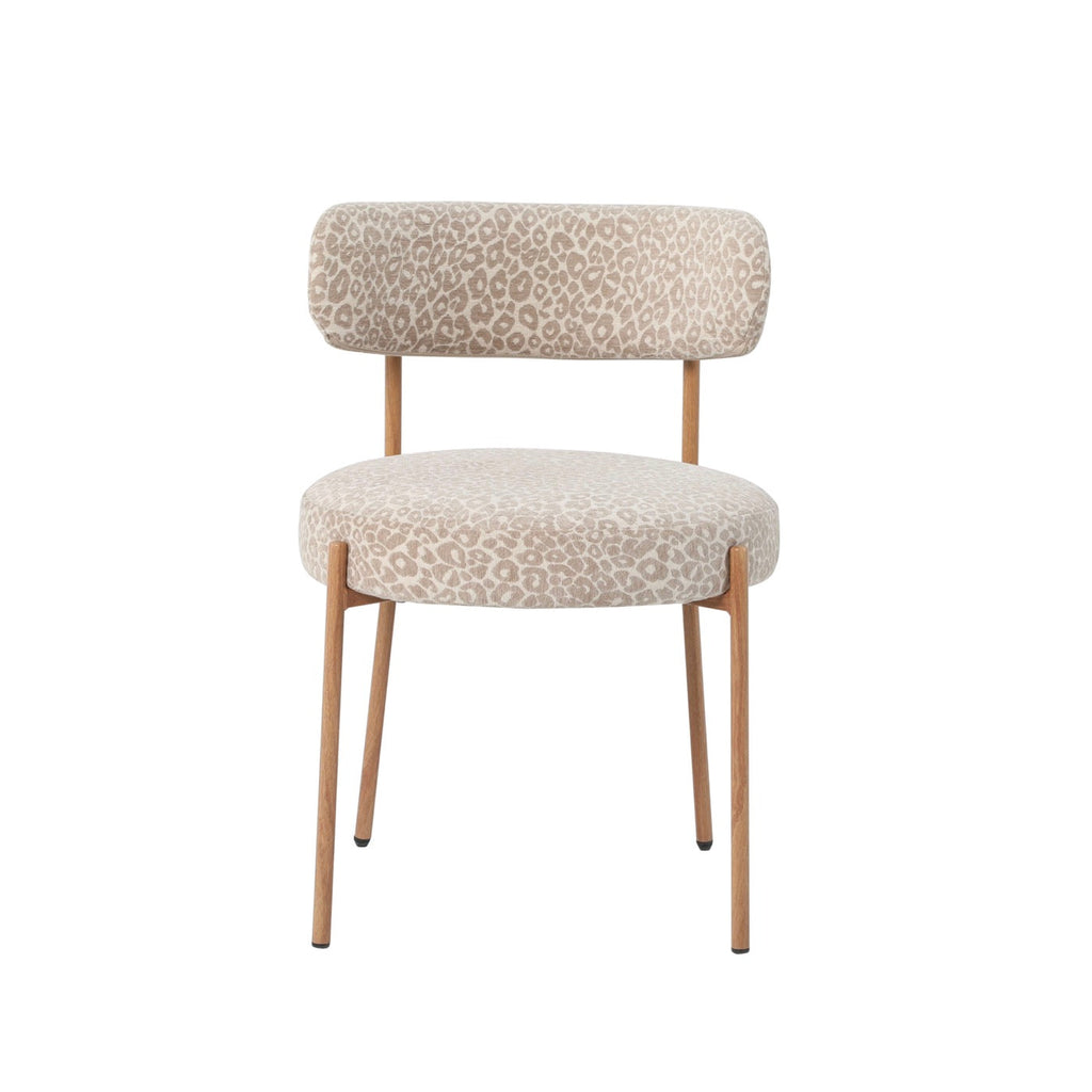 Noa - Lot De 2 Chaises - Tissu Imprimé Léopard Beige