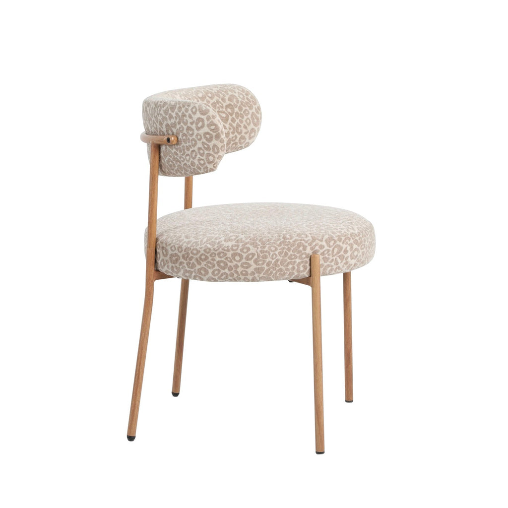 Noa - Lot De 2 Chaises - Tissu Imprimé Léopard Beige
