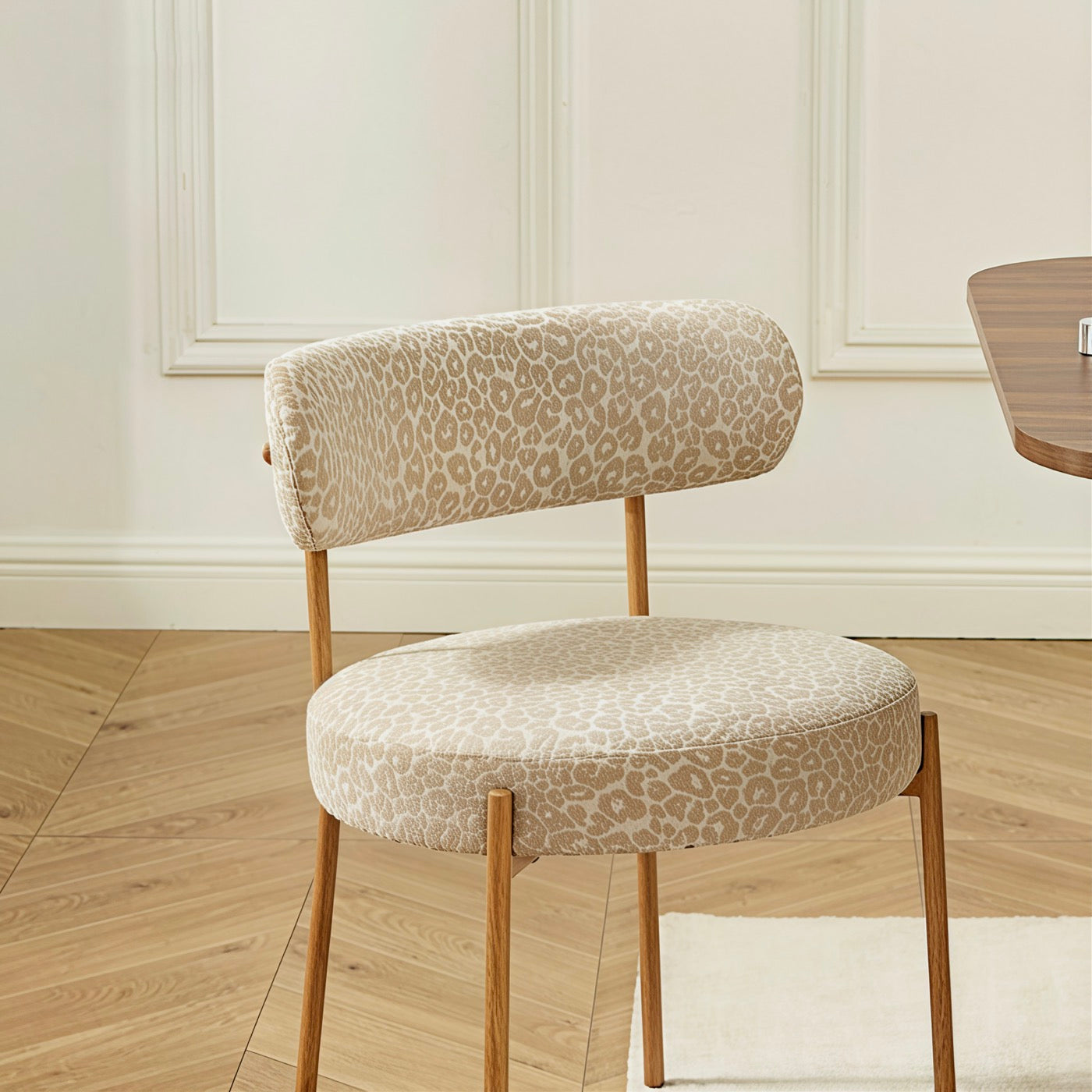 Noa - Lot De 2 Chaises - Tissu Imprimé Léopard Beige