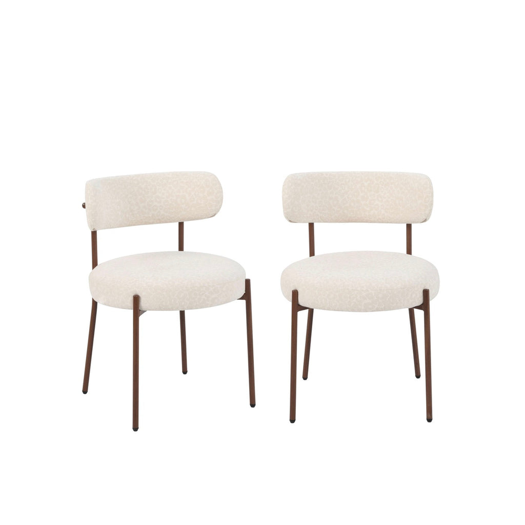Noa - Lot De 2 Chaises - Tissu Léopard Écru